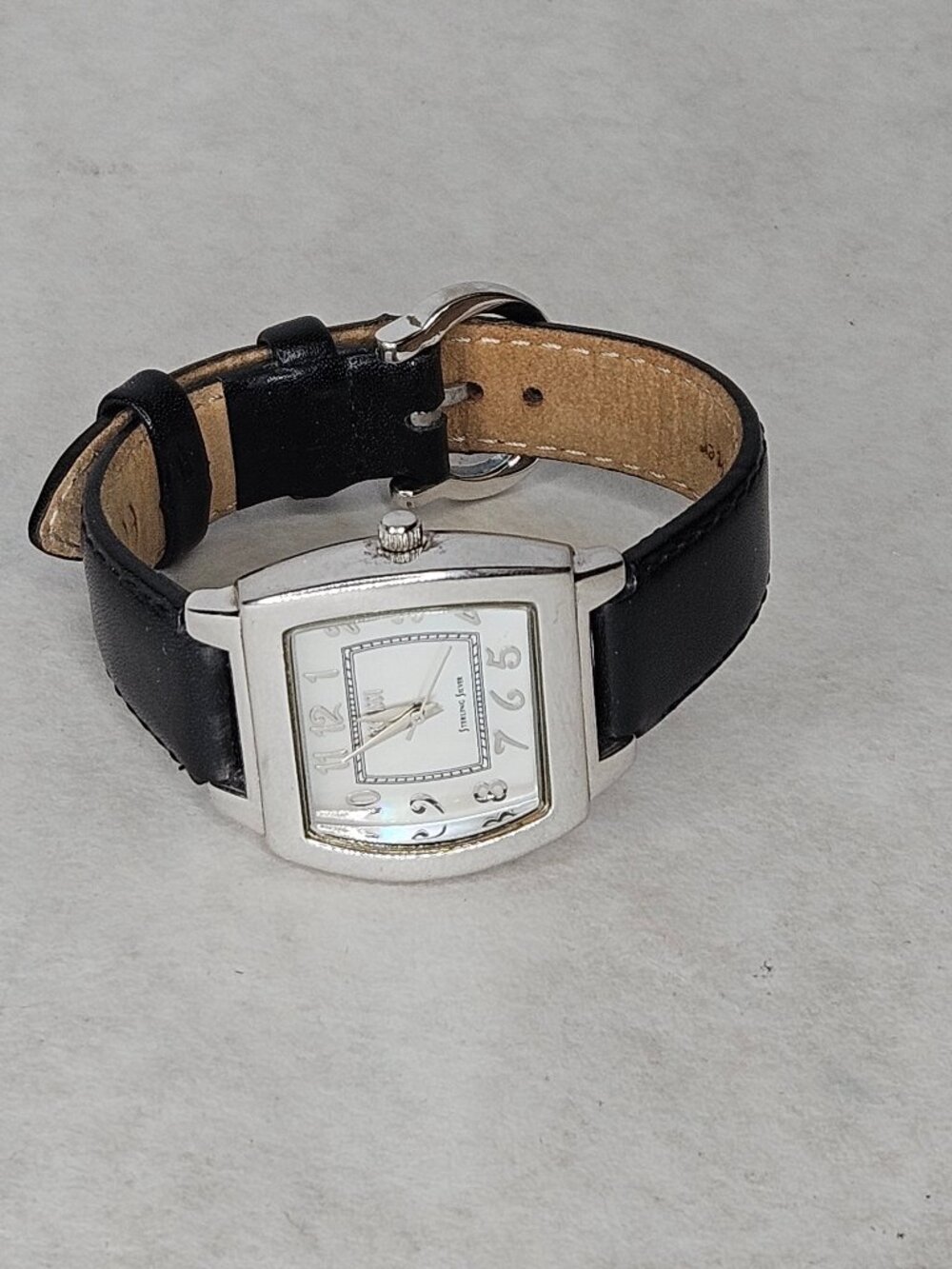 Ecclissi Sterling Silver 22590 Mother of Pearl Leather Wristwatch Not Running